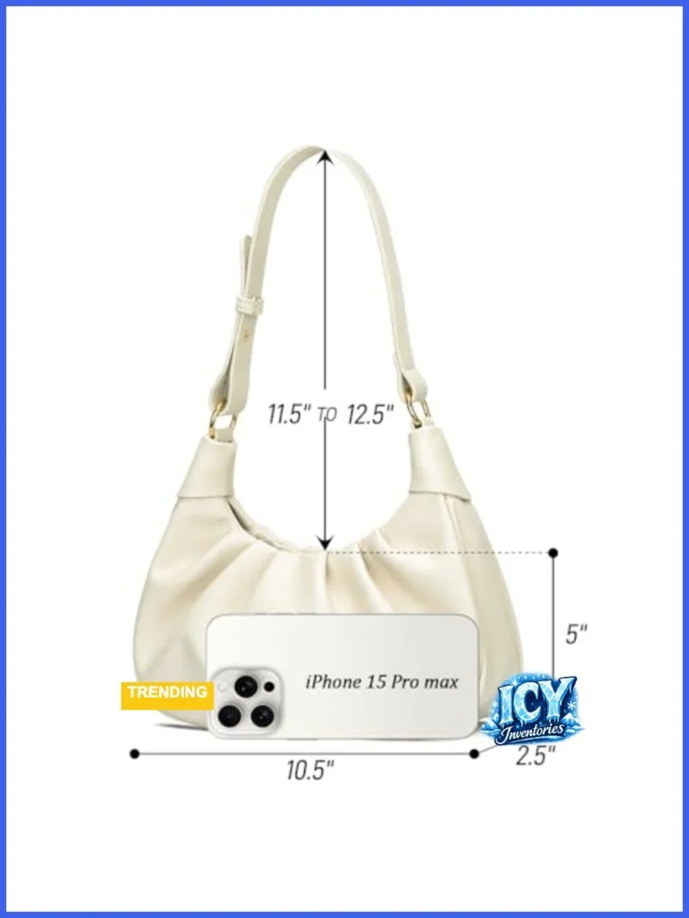 Women's Ruched Hobo Bag Faux Leather Underarm Purse with Gold Hardware